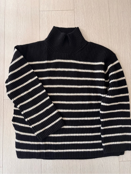 All Saints Sweaters - All Saints Black and Cream Striped Turtleneck Sweater